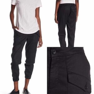 James Perse Linen Blend Black Mid-rise Cargo Pant Size 25